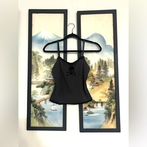 ROMWE Black Lace Skull Tank Top